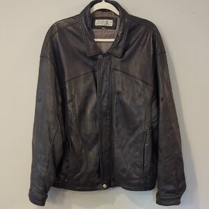 Black Leather Bomber Jacket XL Chereskin Exterior Motorcycle Jacket
